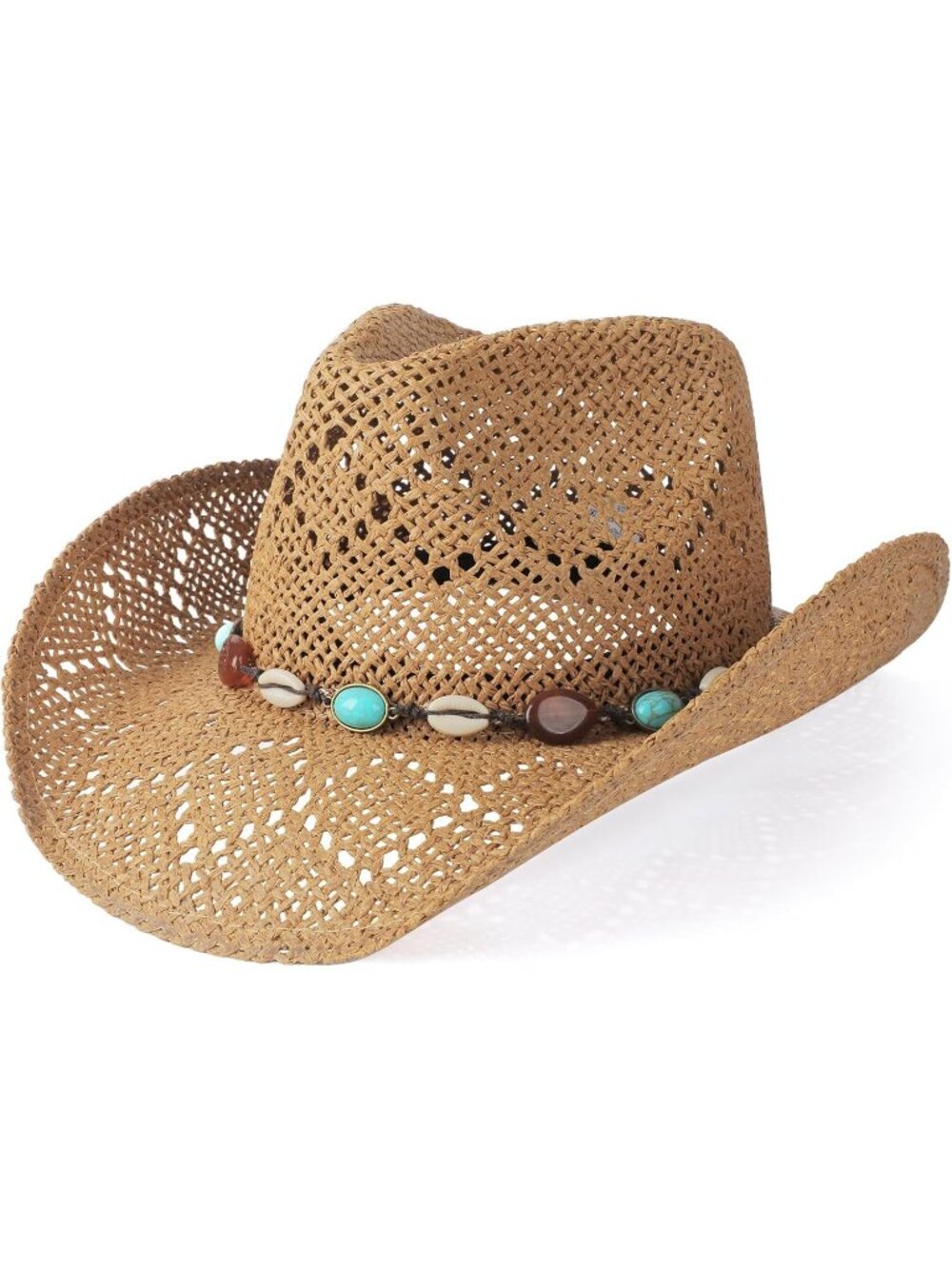 Men's Coffee Elastic Closure Straw Wide with Shapeable Brim Western Cowboy Hats